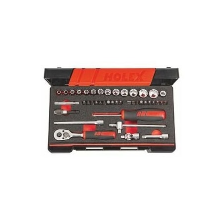 Holex 42 Pc 1/4 inch Drive Socket Set, 6 pt, 4 mm to 14 mm 630329 6